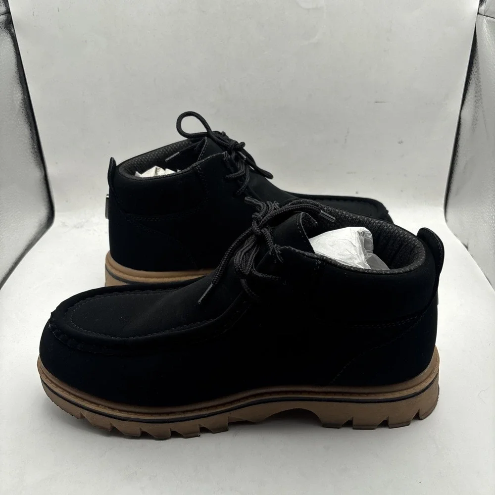 LUGZ Mens‎ Sz 9.5 Fringe Chukka Deep Black Ankle Boots Thick Tread City Preppy